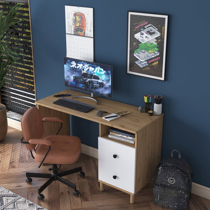 Hanah Home HA109 - 2633 Escritorio de estudio Nogal y Blanco Hanah Home HA109 - 2633 Escritorio de estudio Nogal y Blanco